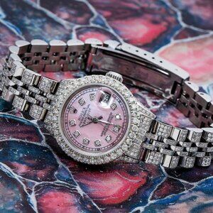 Rolex Oyster Perpetual Lady-Datejust 6517 26MM Pink Diamond Dial With 6.75 CT Di